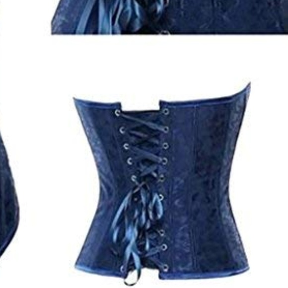 Women's Sexy Tapestry Brocade Vintage Corset -Blue - Picture 5 of 5